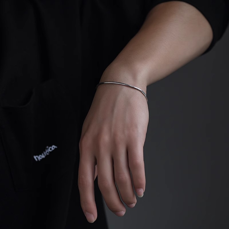 ブレスレットメンズ シンプル細身チェーンブレスレット