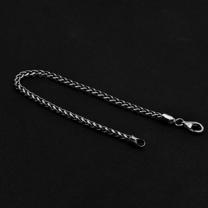 メンズブレスレット 編み込み麦穂鎖メンズブレスレット