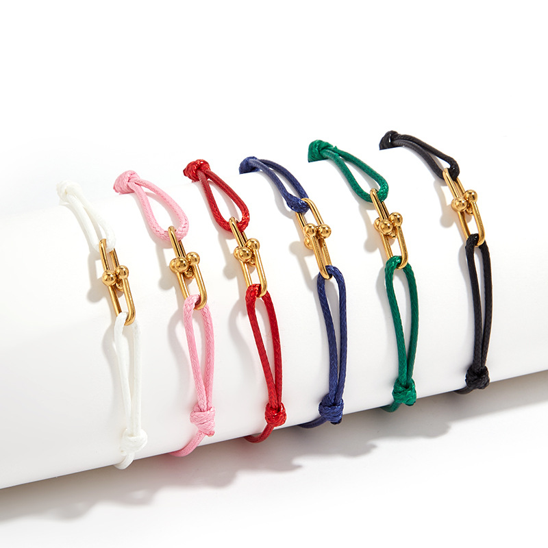 ブレスレットメンズ シンプル結び紐金具飾りブレスレット