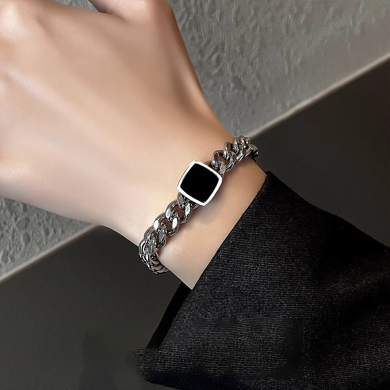  太鎖チェーン スクエアプレート メンズブレスレット