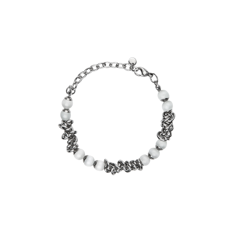 メンズブレスレット パワーストーン編み込み金属パーツ組み合わせブレスレット