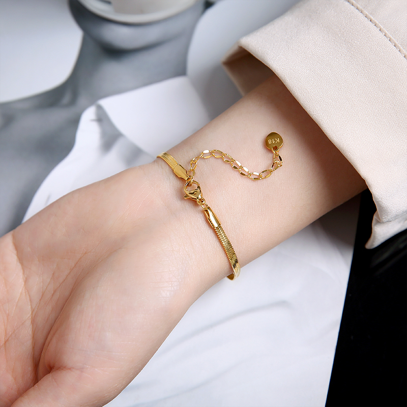 メンズブレスレット 高級感漂う細身チェーン調節可能ゴールドブレスレット