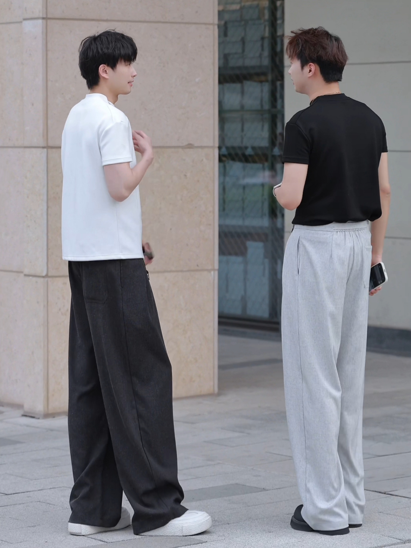 ワイドパンツ メンズ レトロ風ベルトデザインワイドパンツ