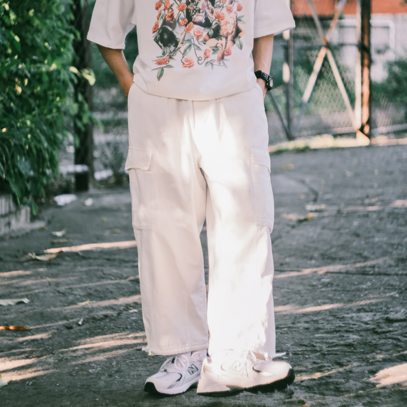 ワイドパンツ メンズ ワーク風大容量ポケットワイドカーゴパンツ