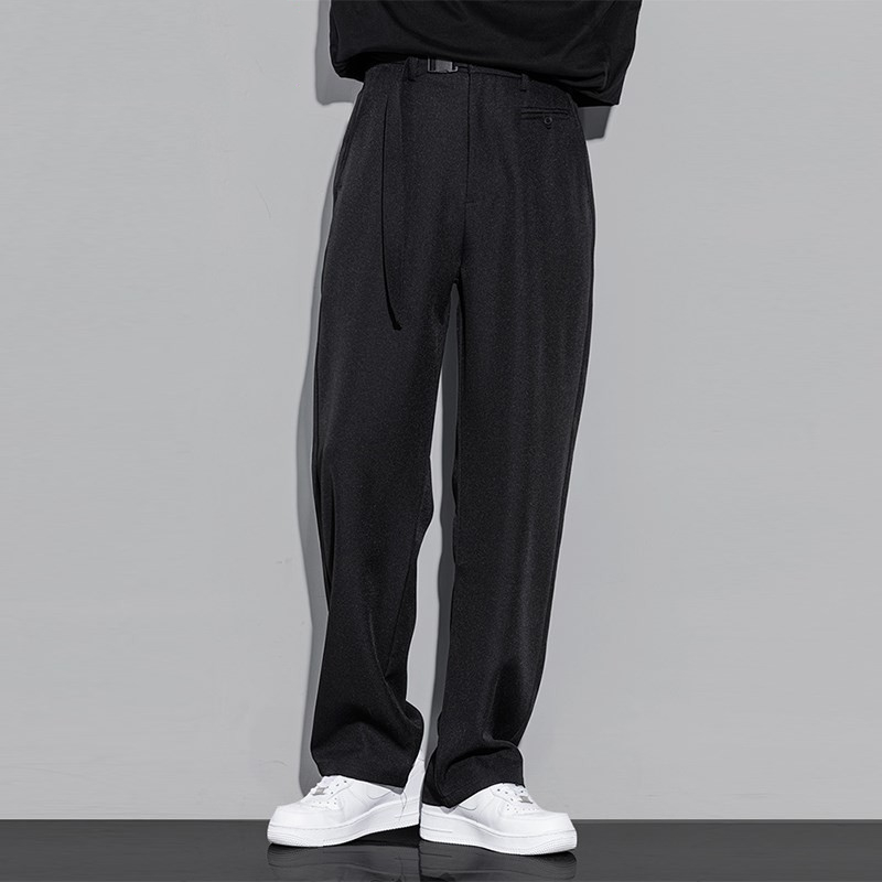 ワイドパンツ メンズ シルク調素材ストレートワイドパンツ