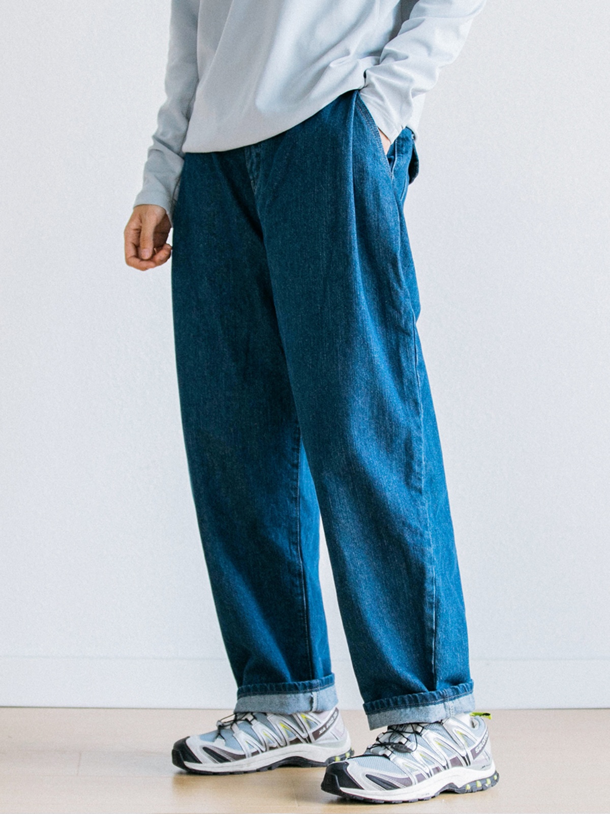 ワイドパンツ メンズ レトロワークテイスト ワイドジーンズ