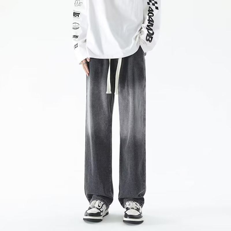 ワイドパンツ メンズ グラデーション加工ストリート風ワイドジーンズ