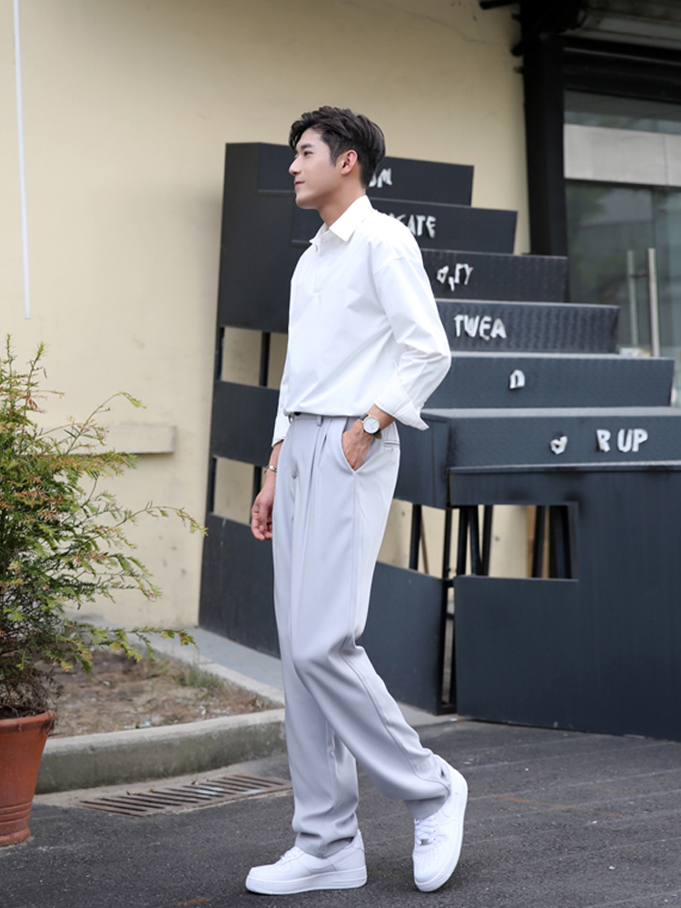 ワイドパンツ メンズ 高身長向け ドレープ感 ストレートワイドパンツ