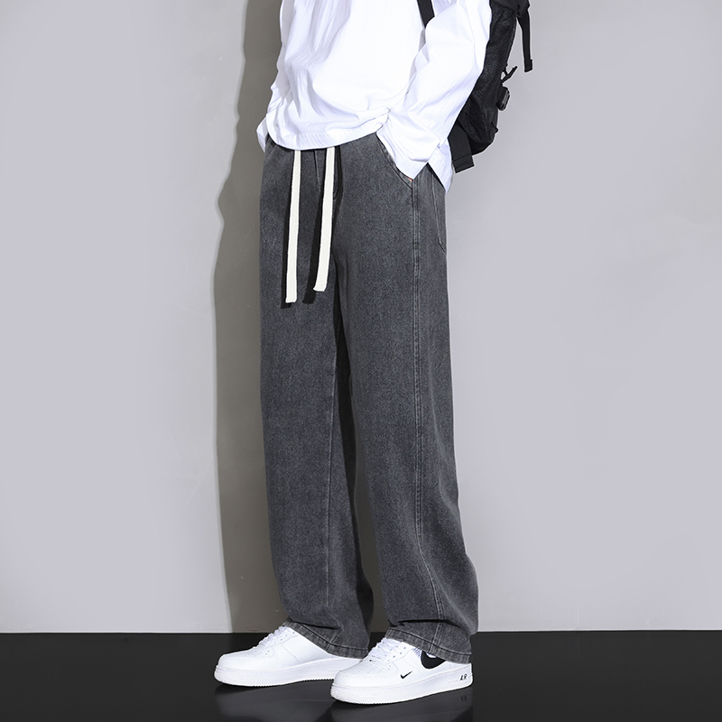 ワイドパンツ メンズ レトロ風ゆったりストレートジーンズ