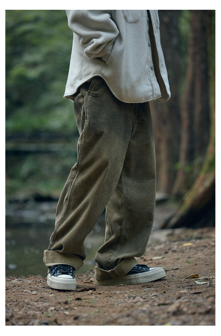 メンズワイドパンツ コーデュロイ素材ゆったりシルエットワイドスラックス