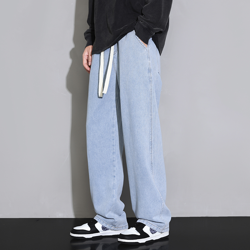 ワイドパンツ メンズ レトロ風ゆったりストレートジーンズ