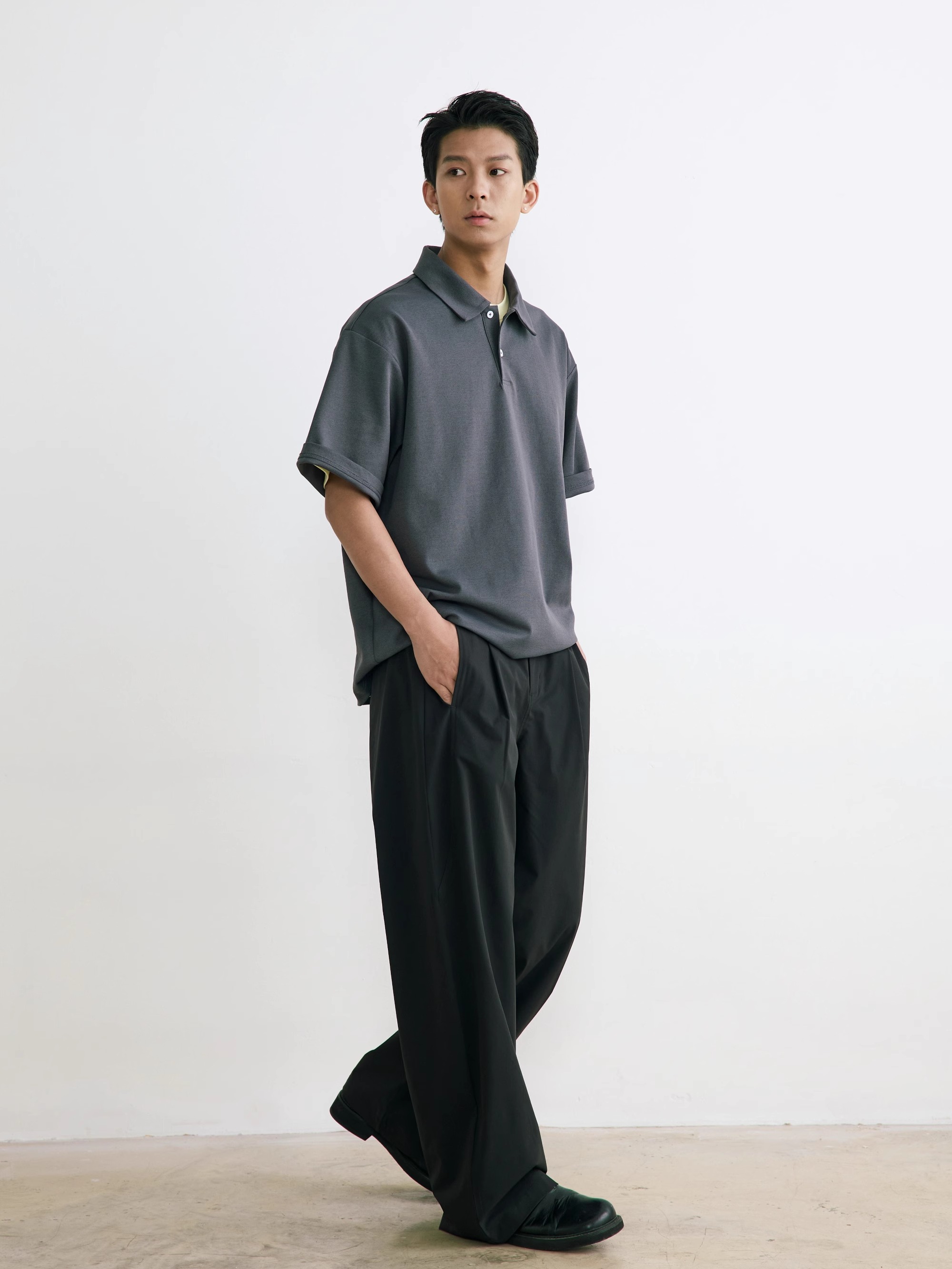 ワイドパンツ メンズ 涼感軽量ワイドスラックス