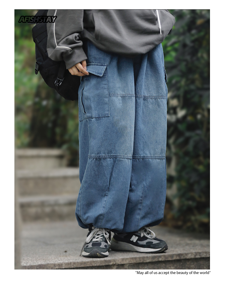 ワイドパンツ メンズ ヴィンテージ加工ワイドカーゴパンツ