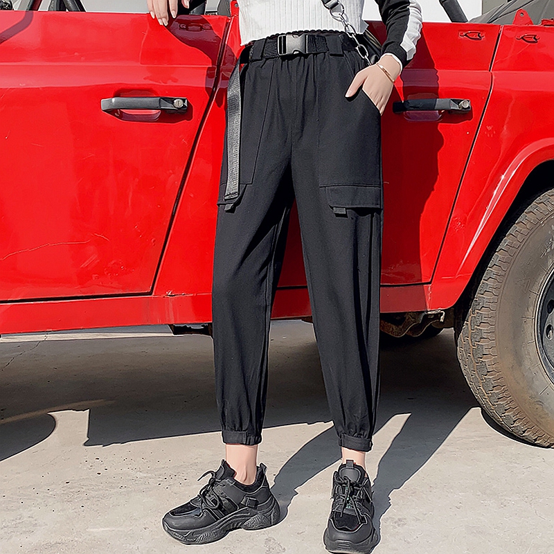 メンズワイドパンツ 大容量ポケット付きゆったりジョガーカーゴパンツ