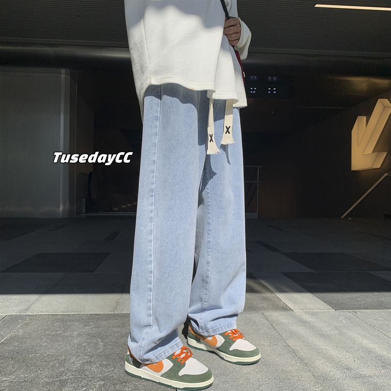 ワイドパンツ メンズ ゆったりストレートデニムワイドパンツ