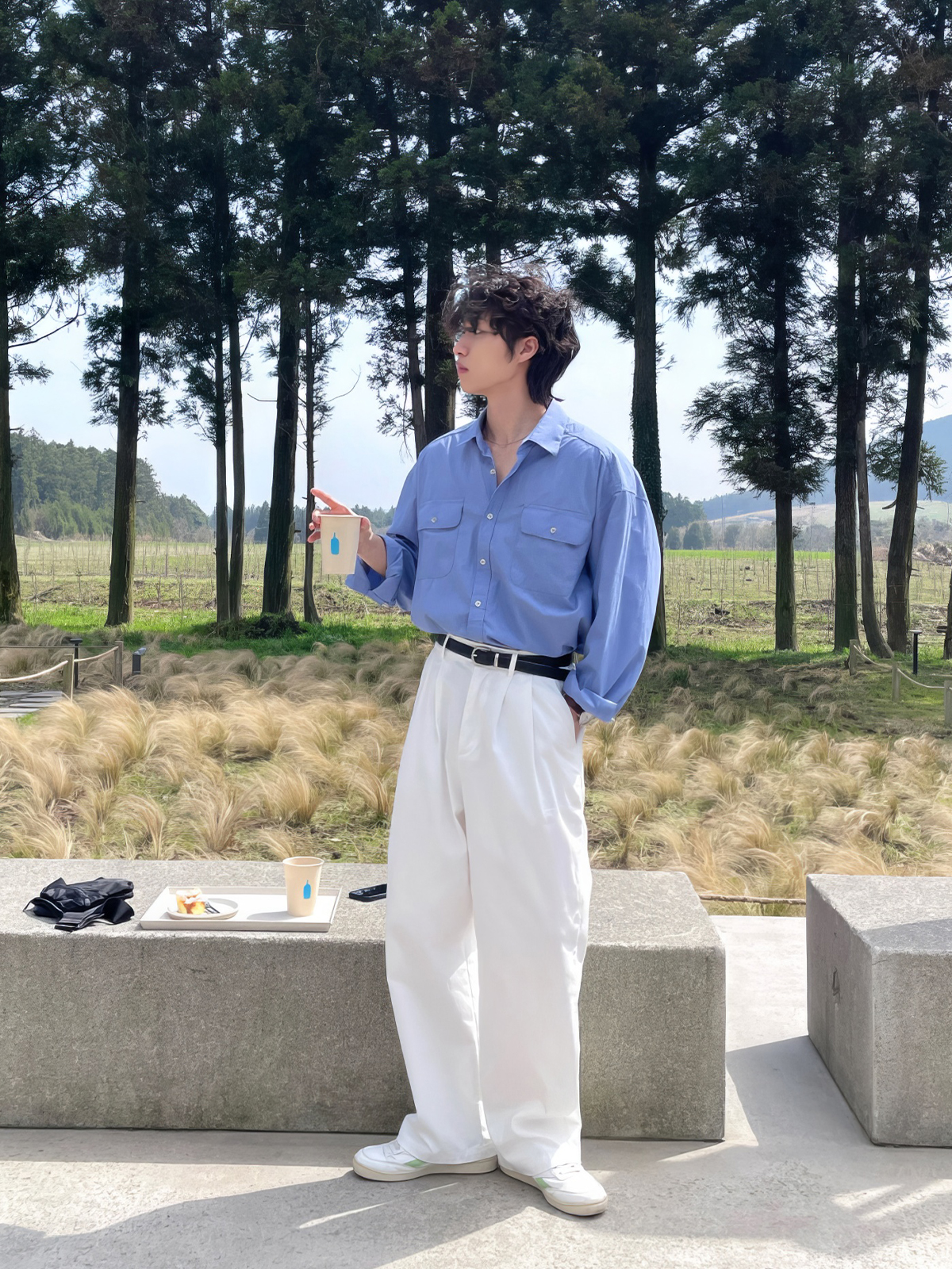 ワイドパンツ メンズ ダブルタック入り ワイドパンツ ストレート