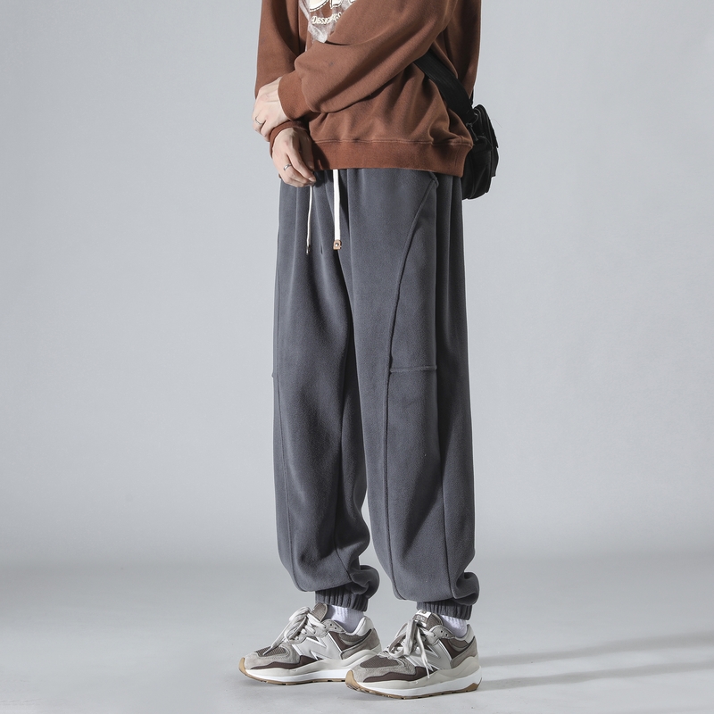 ワイドパンツ メンズ シンプル裾リブジョガーワイドパンツ