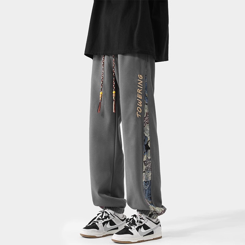 ワイドパンツ メンズ クロスモチーフ装飾ワイドスウェット