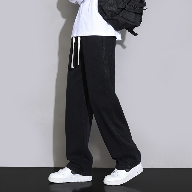 ワイドパンツ メンズ レトロ風ゆったりストレートジーンズ