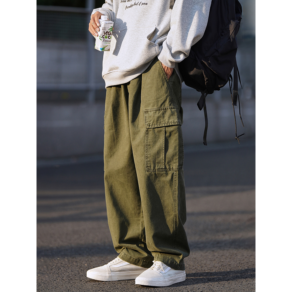 ワイドパンツ メンズ ゆったり多機能ポケット付きカーゴパンツ