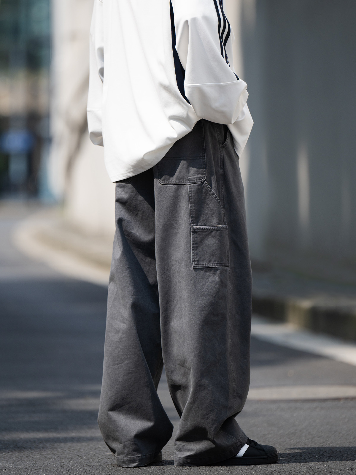 ワイドパンツ メンズ ゆったり純綿ストレートカーゴパンツ
