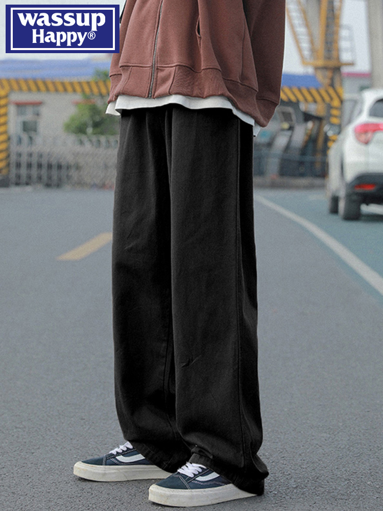 ワイドパンツ メンズ 綿素材ストレートシルエットワイドパンツ