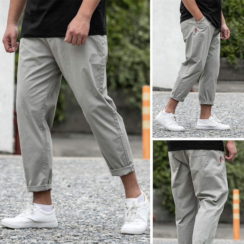 ワイドパンツ メンズ 綿100％ゆったりワイドパンツ 九分丈
