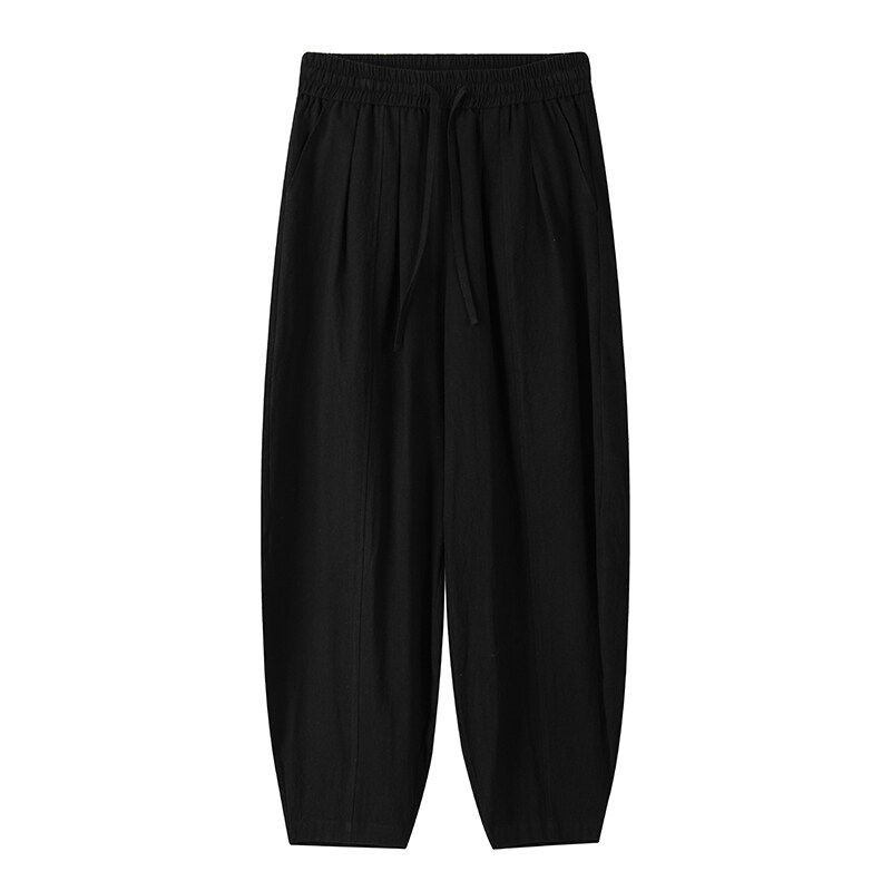 ワイドパンツ メンズ 綿麻素材リラックスワイドパンツ