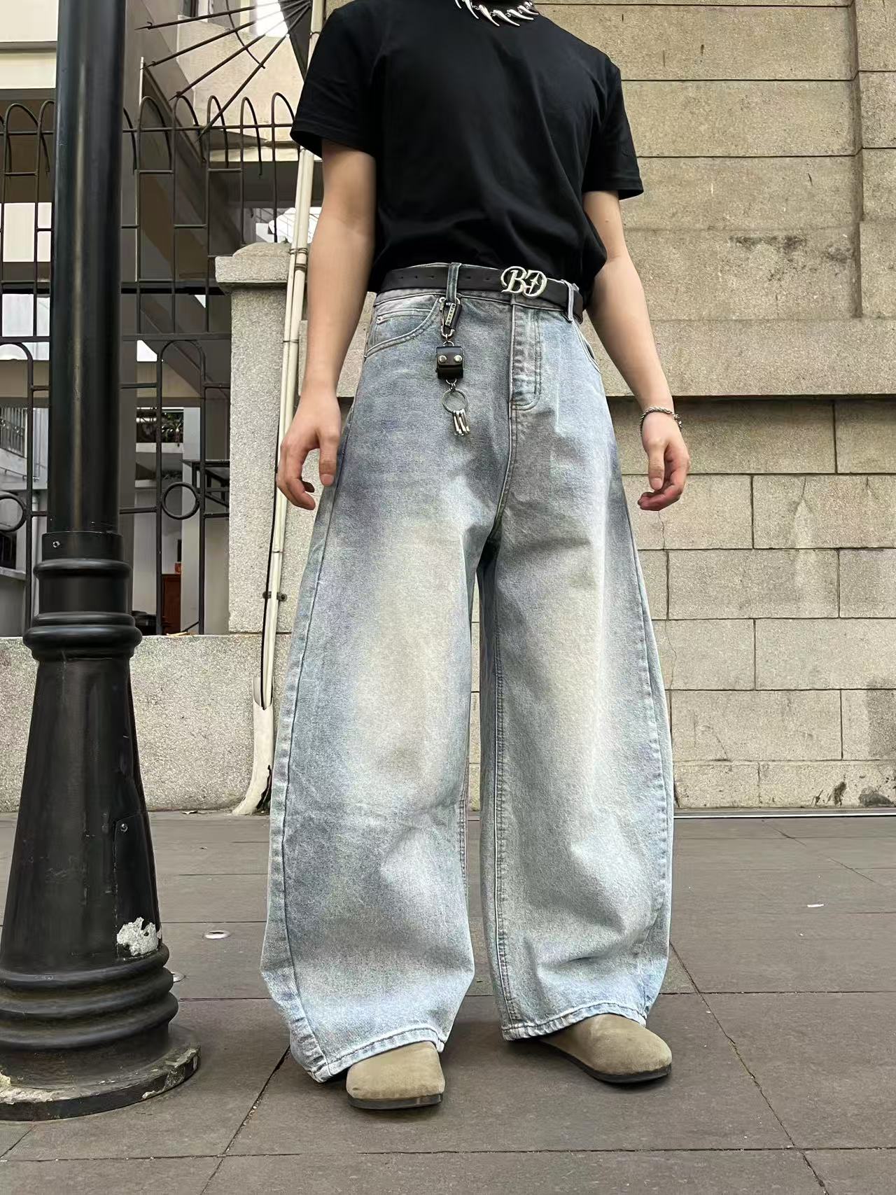 ワイドパンツ メンズ ヴィンテージ加工 ゆったりワイドジーンズ