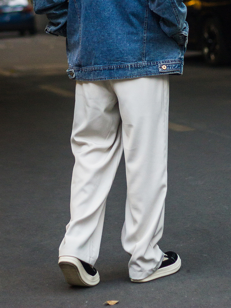ワイドパンツ メンズ ドレープ感ストレートワイドパンツ