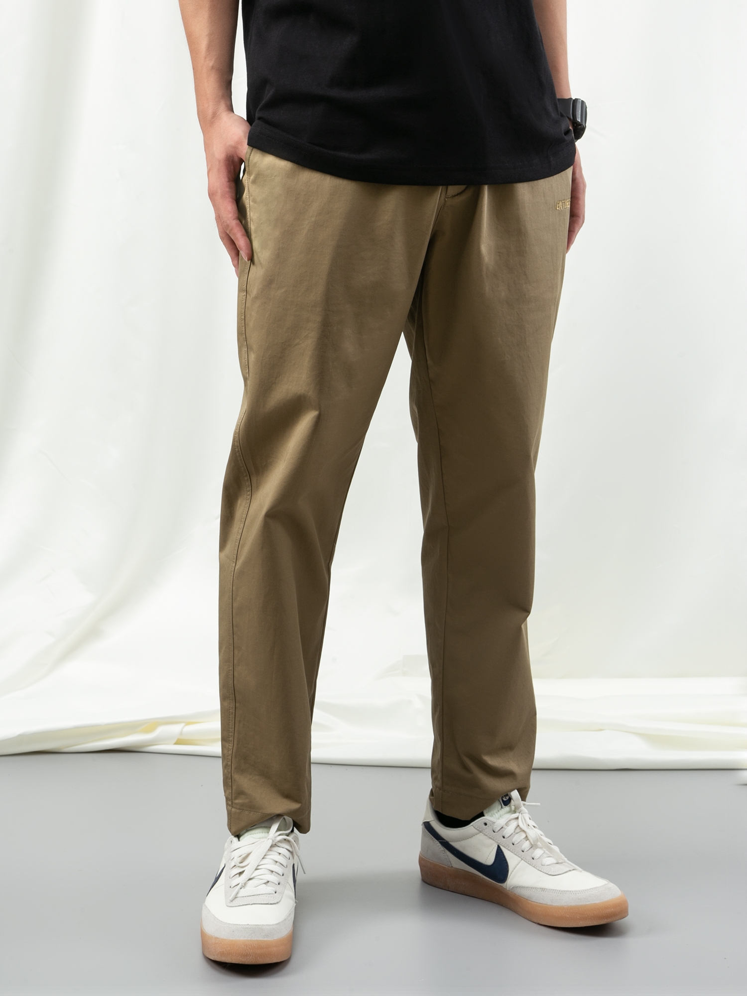 ワイドパンツ メンズ シルエット美しい純綿テーパードチノパンツ