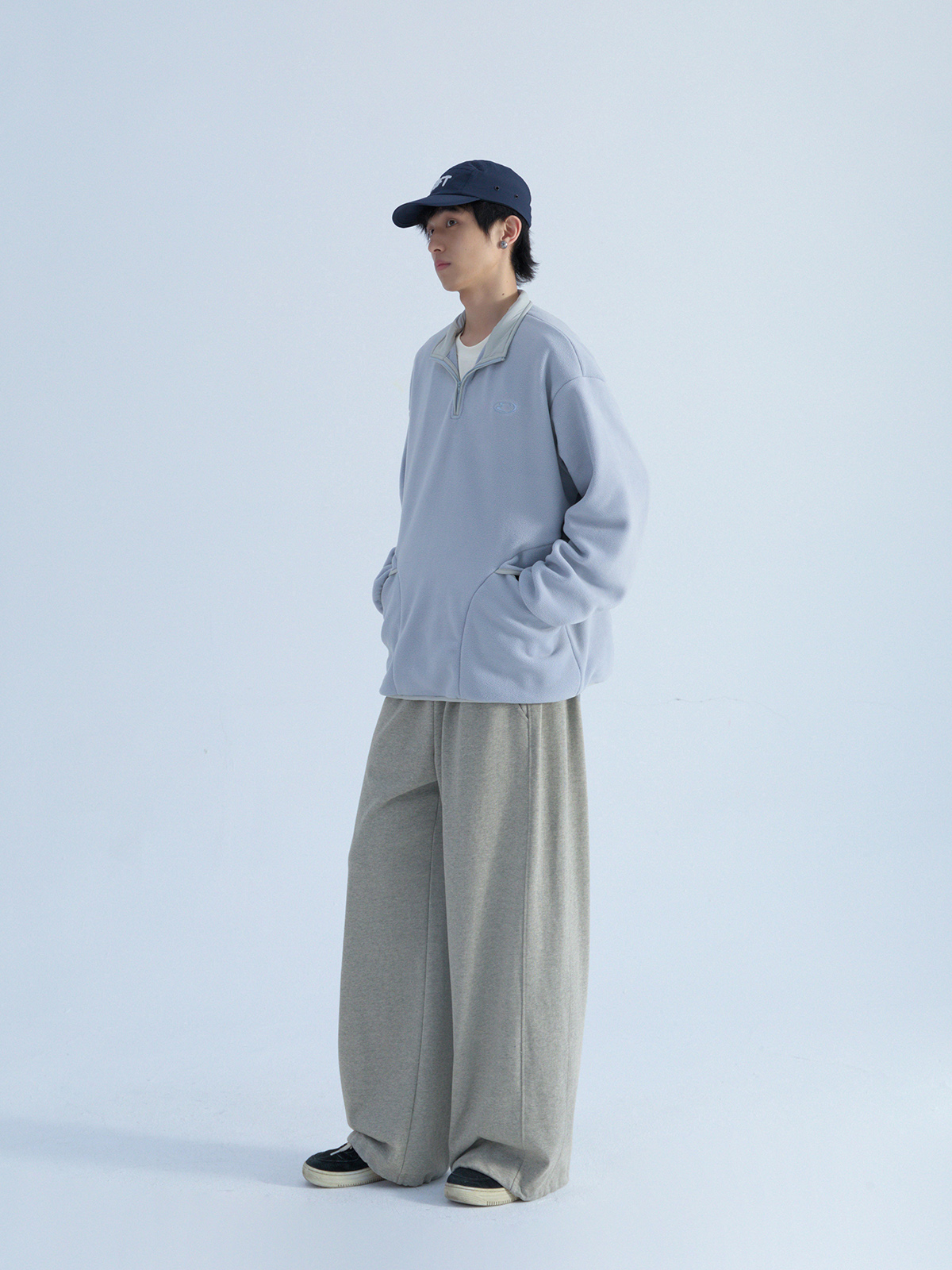 ワイドパンツ メンズ 厚手ニット素材ワイドスウェットパンツ
