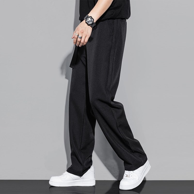 ワイドパンツ メンズ シルク調素材ストレートワイドパンツ