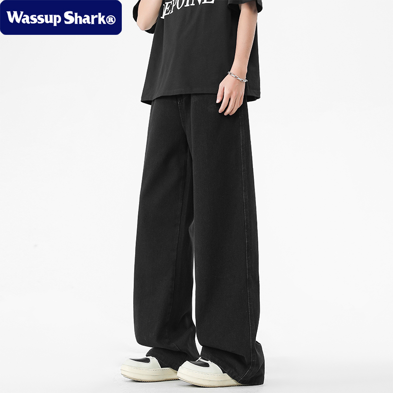 ワイドパンツ メンズ レトロワイドデニムストレートパンツ