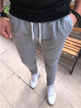 ワイドパンツ メンズ メンズ縦縞デザイン細身休闲パンツ
