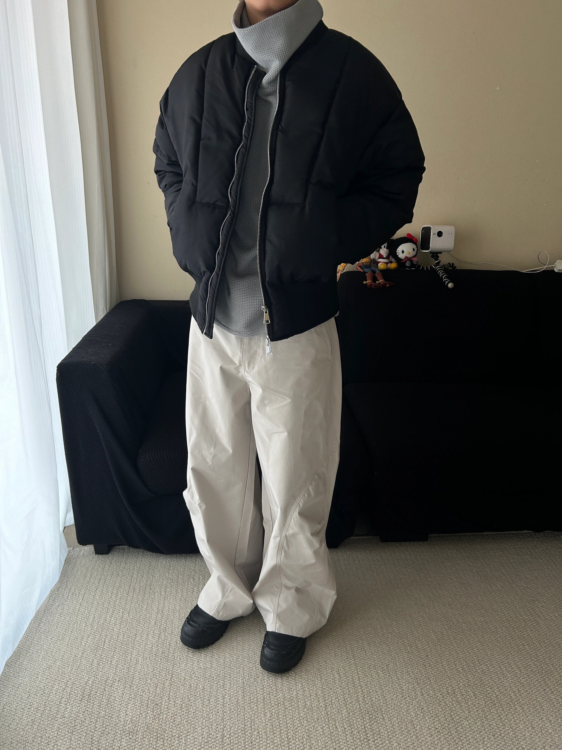 メンズワイドパンツ ゆったりシルエット美脚スラックスワイドパンツ