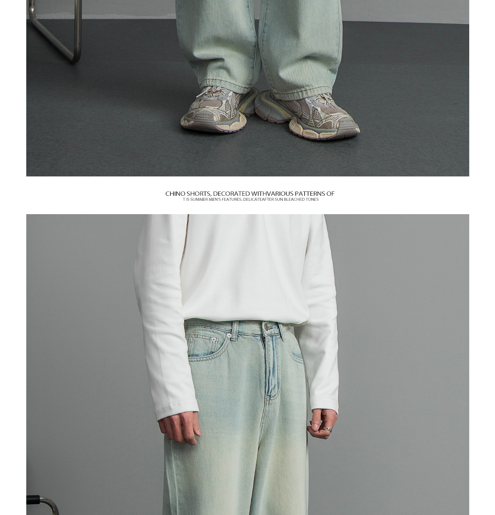 ワイドパンツ メンズ ヴィンテージ加工ワイドデニムパンツ