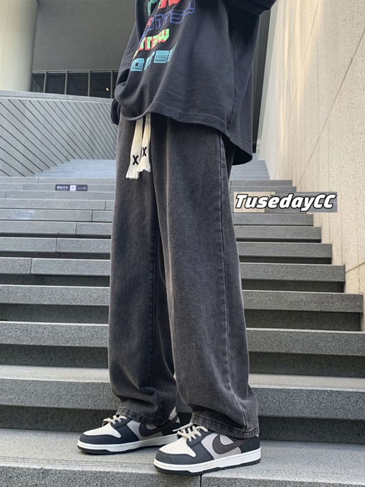 ワイドパンツ メンズ ゆったりストレートデニムワイドパンツ