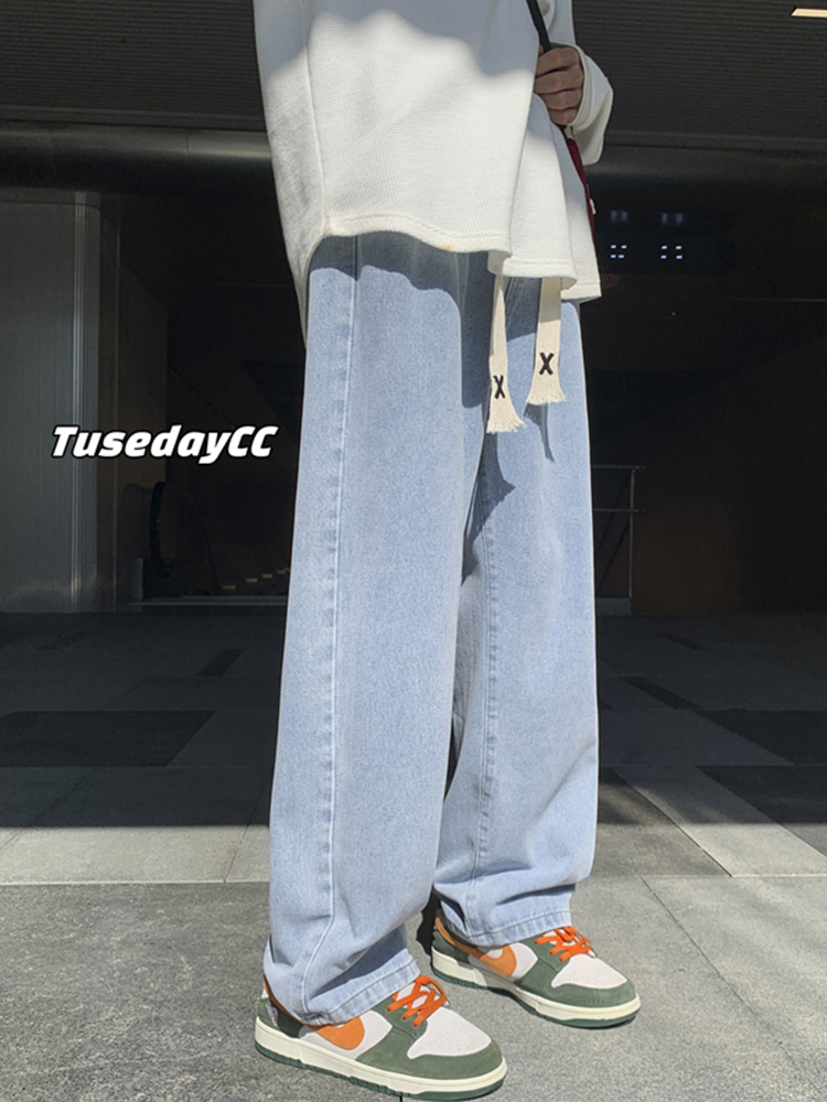 ワイドパンツ メンズ ゆったりストレートデニムワイドパンツ