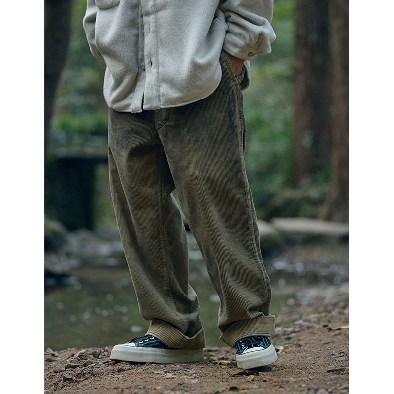 メンズワイドパンツ コーデュロイ素材ゆったりシルエットワイドスラックス
