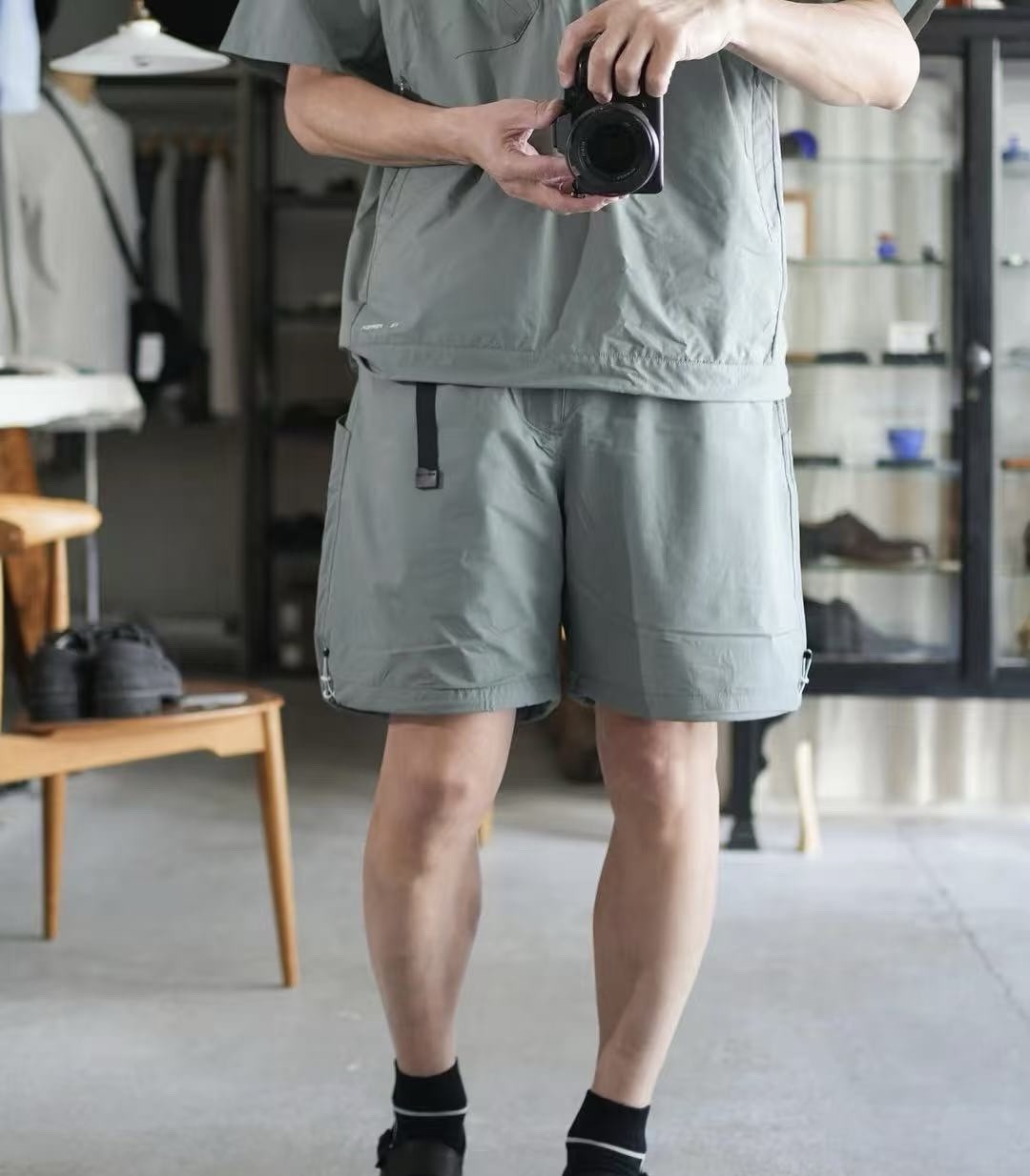 ワイドパンツ メンズ 軽量機能性ワイドショートパンツ