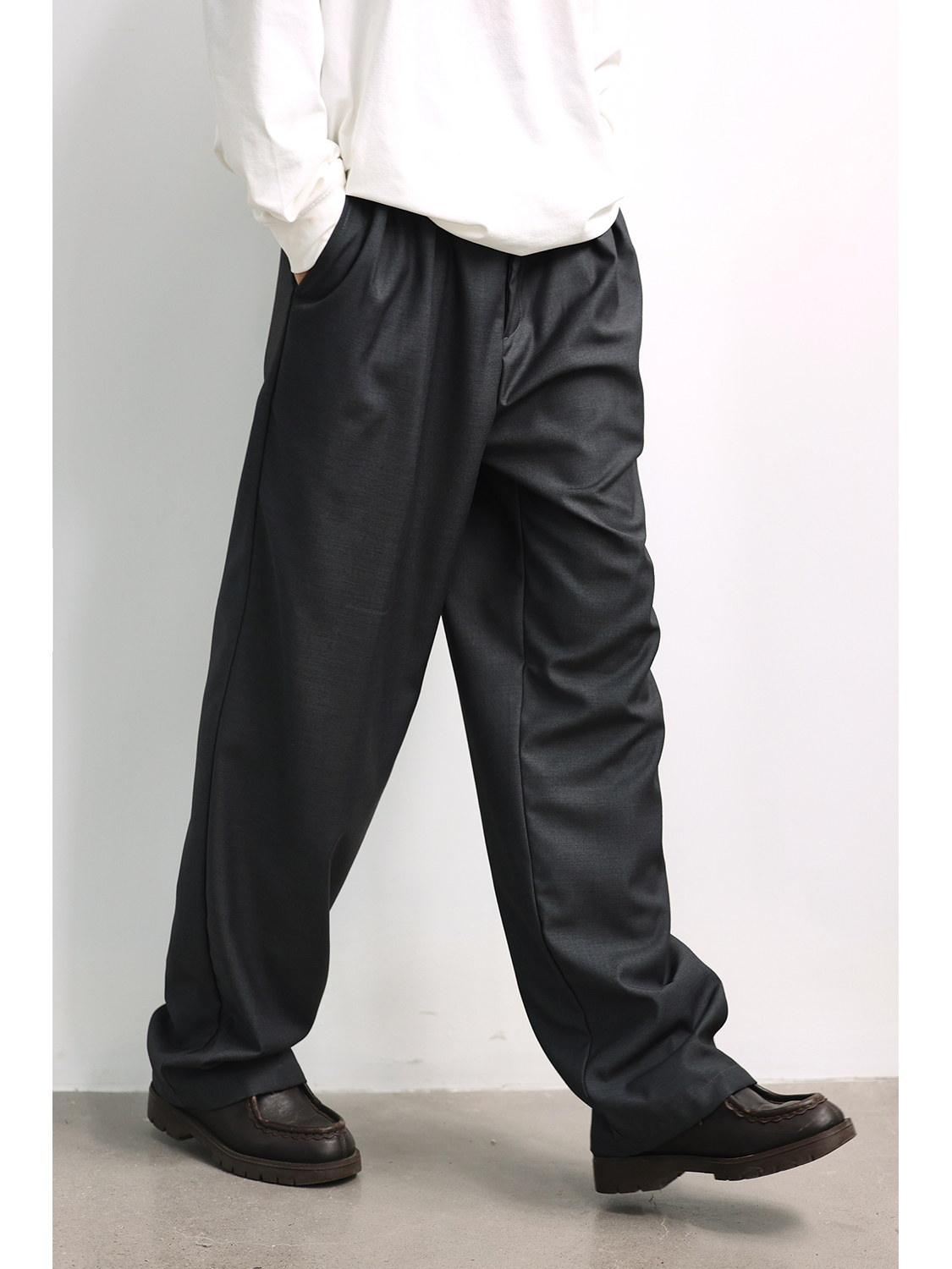ワイドパンツ メンズ ドレープ感ストレートワイドパンツ