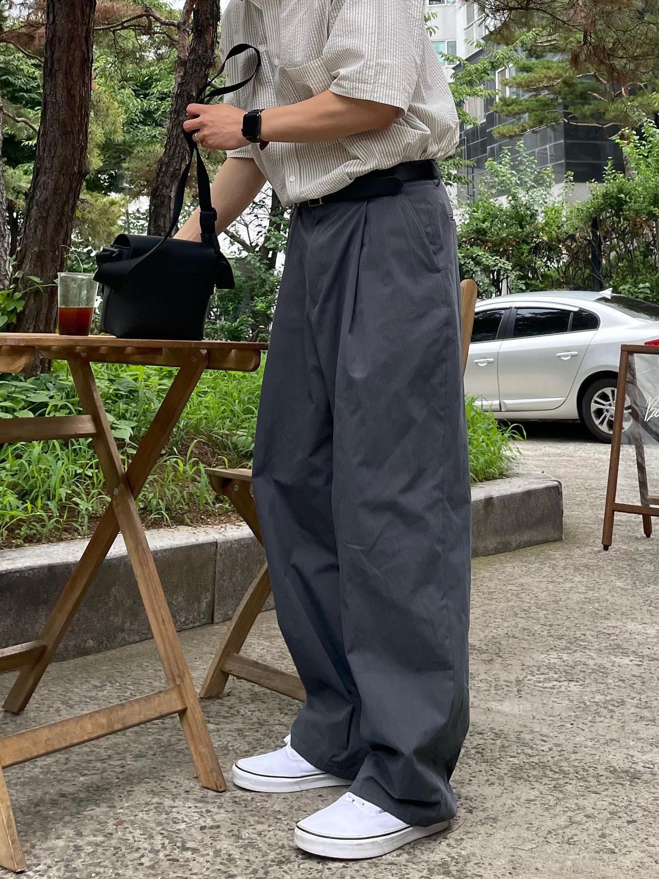 ワイドパンツ メンズ ゆったりシルエット ロング丈スラックス