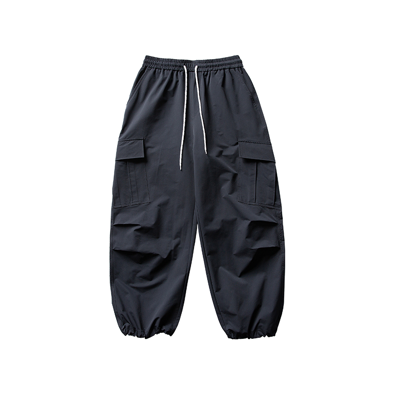 ワイドパンツ メンズ レトロ風マルチポケットワイドカーゴパンツ