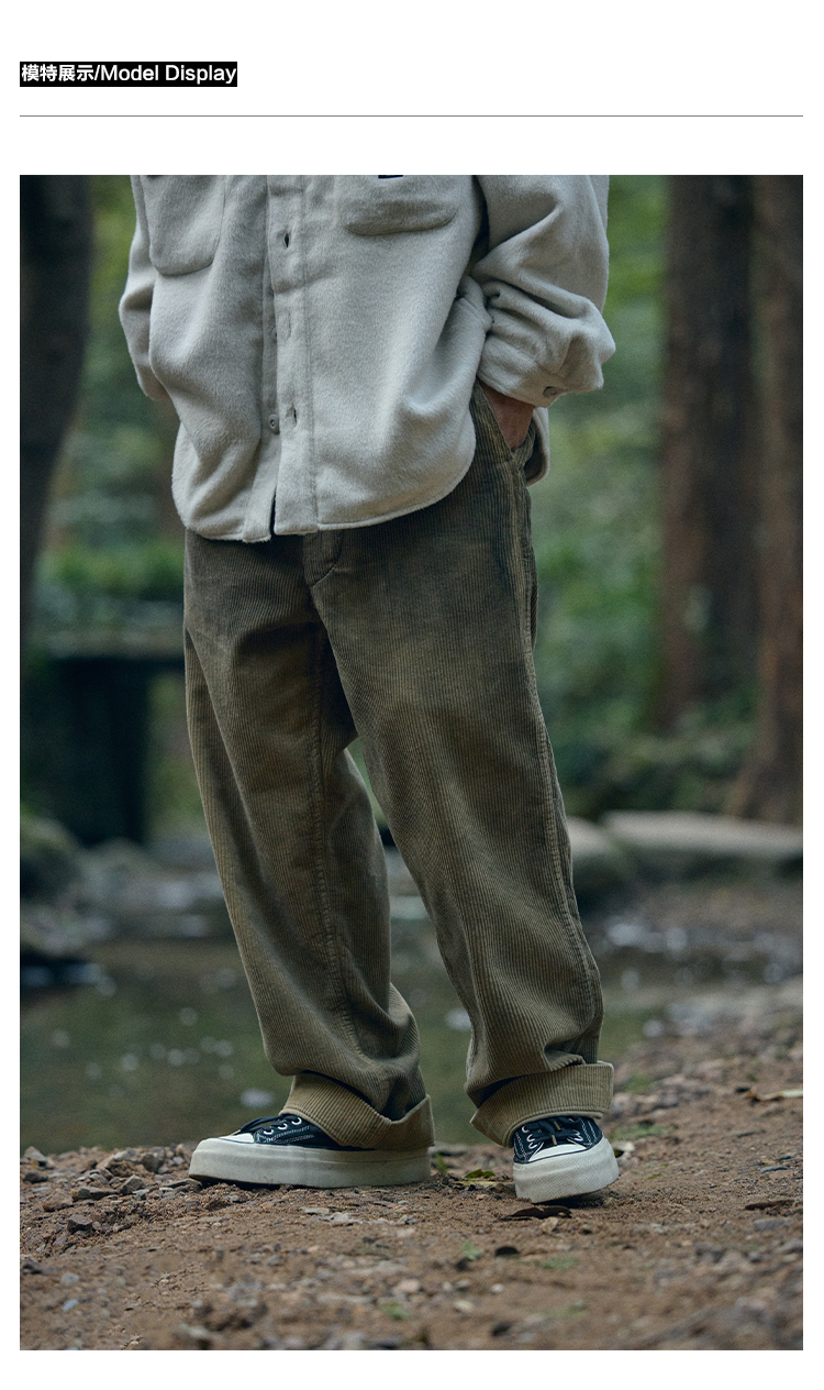 メンズワイドパンツ コーデュロイ素材ゆったりシルエットワイドスラックス