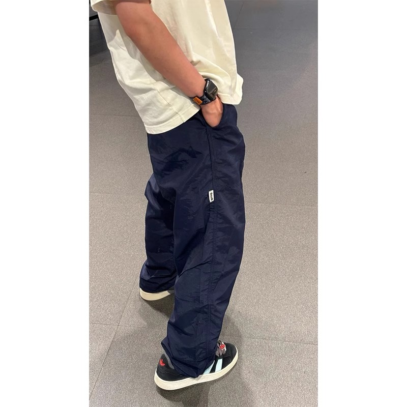 ワイドパンツ メンズ レトロデザイン シワ加工テーパードカーゴパンツ