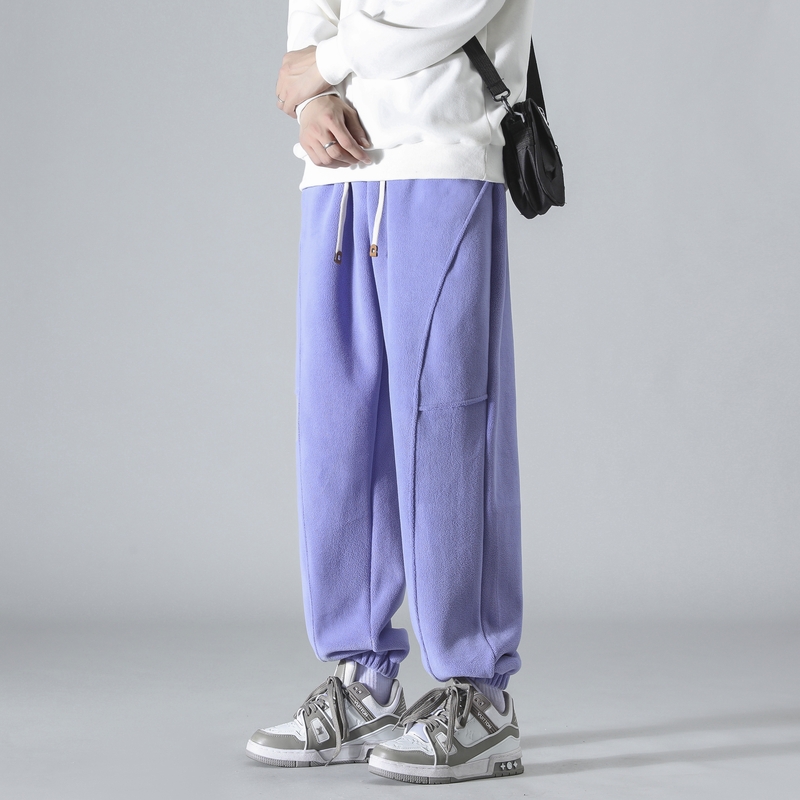 ワイドパンツ メンズ シンプル裾リブジョガーワイドパンツ