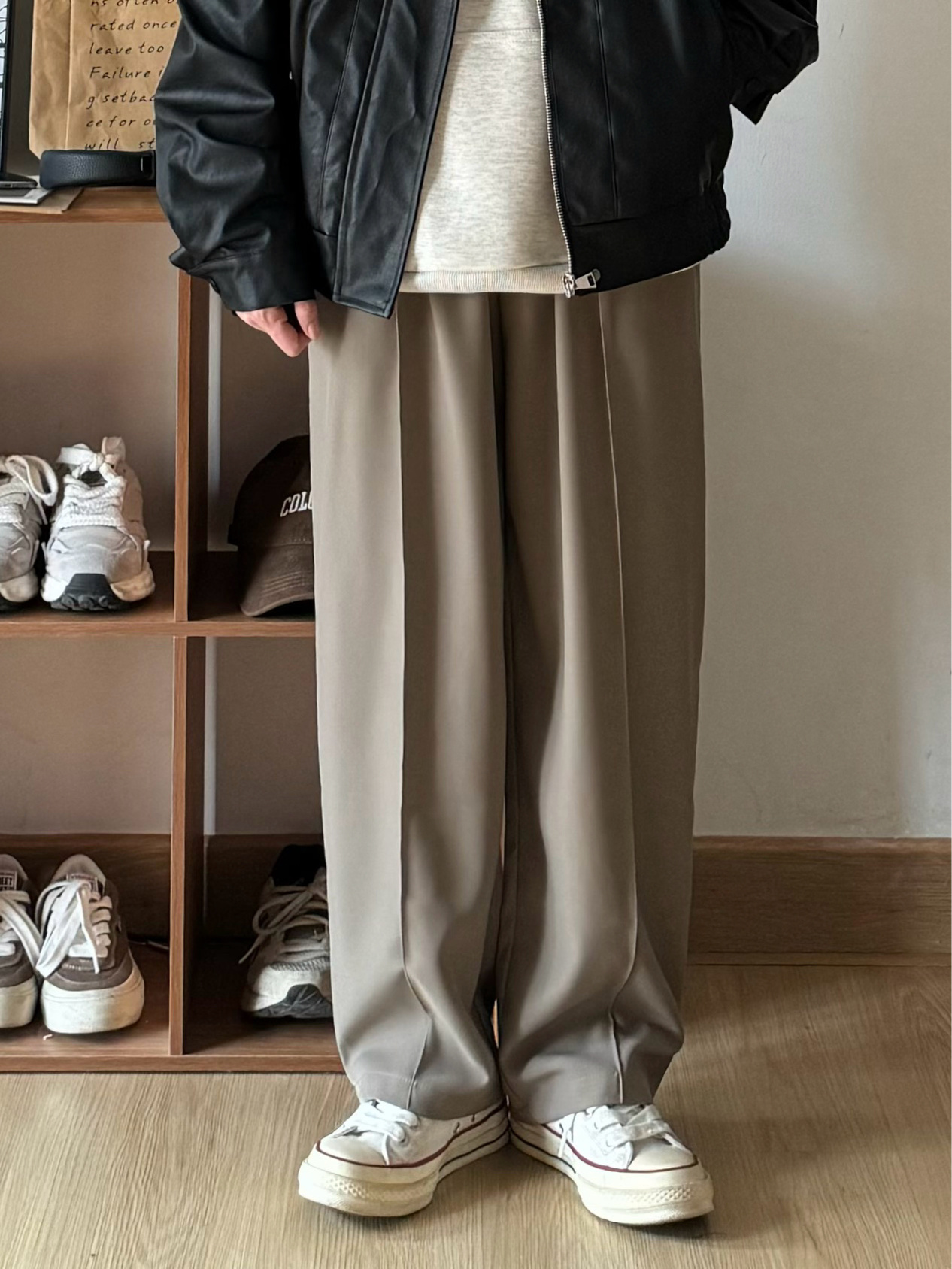 ワイドパンツ メンズ センタープレス ワイド スラックス