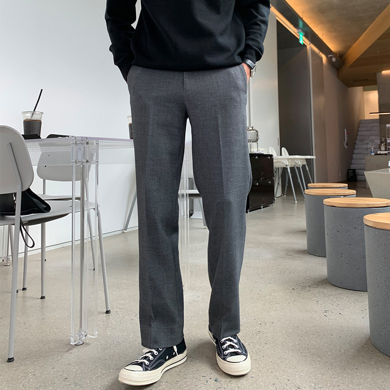 ワイドパンツ メンズ シンプル直線ストレートワイドスラックス