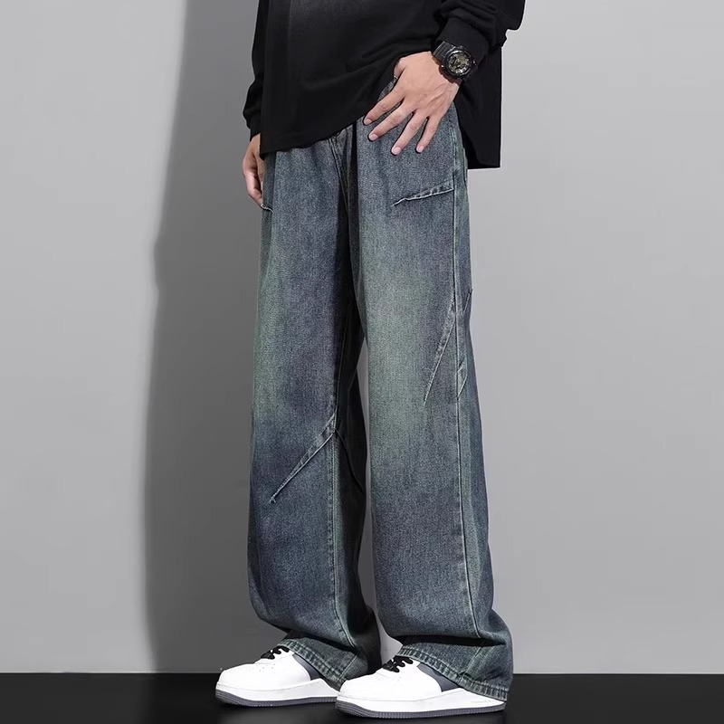 ワイドパンツ メンズ レトロワイドストレートジーンズ